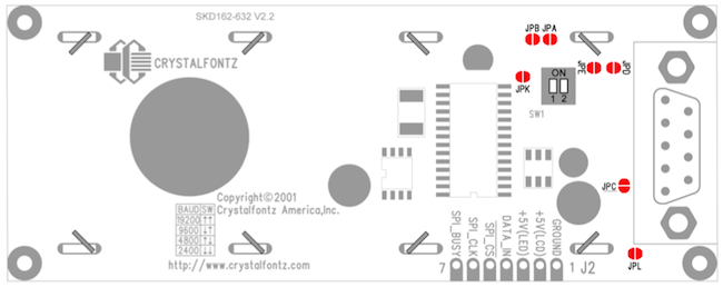 CrystalFontz 632 board layout